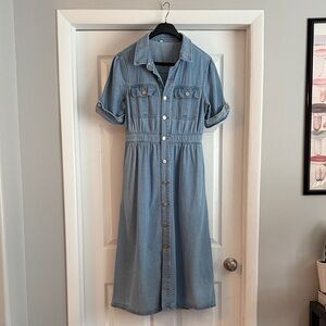 Denim Button-Down Midi Dress